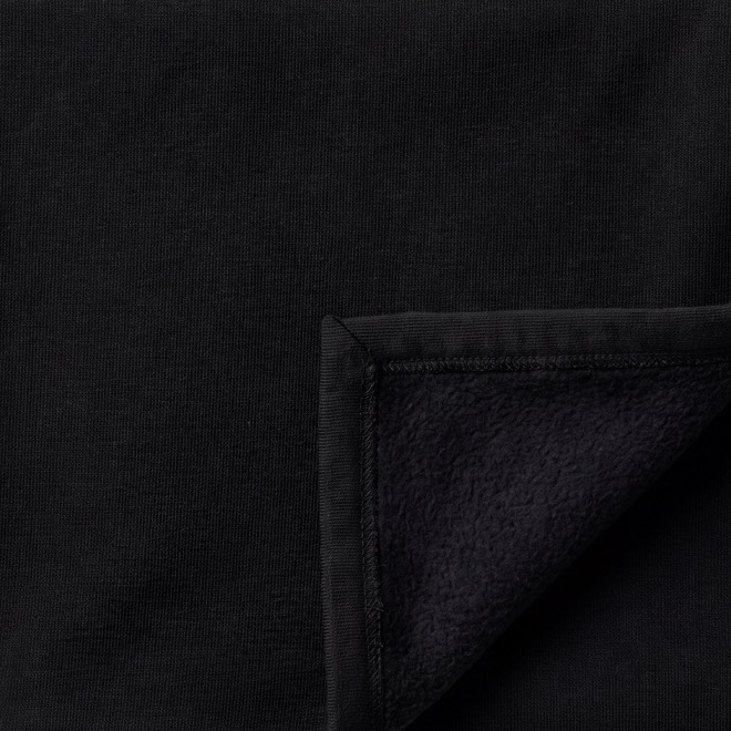 Black 100% cotton fleece hoodie fabric swatch