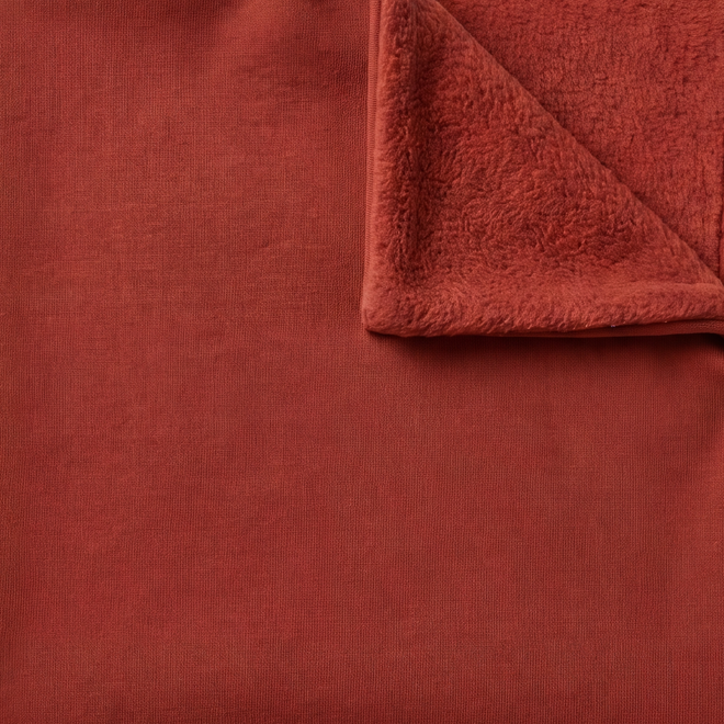 Bricks Red 100% cotton fleece hoodie fabric swatch