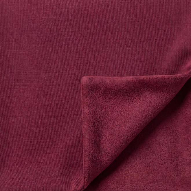 Burgundy 100% cotton fleece hoodie fabric swatch