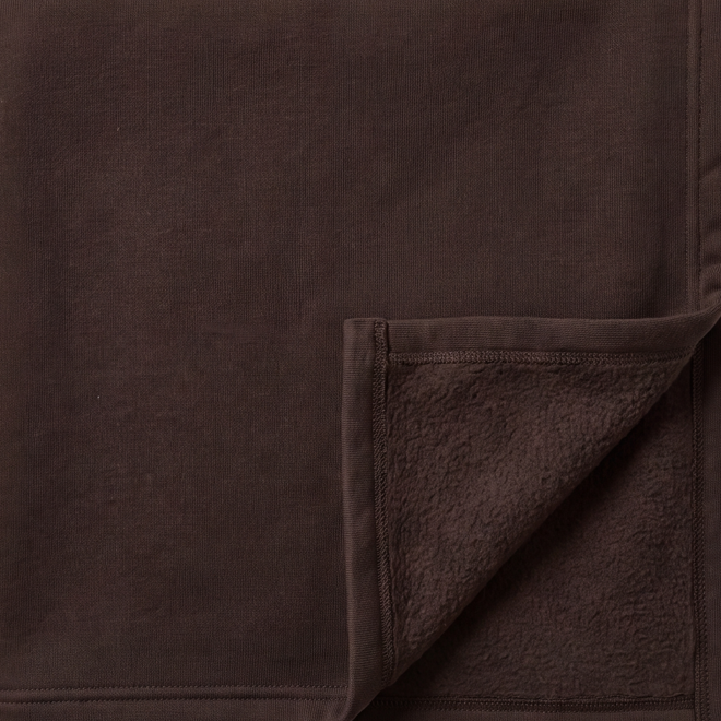 Coffee 100% cotton fleece hoodie fabric swatch