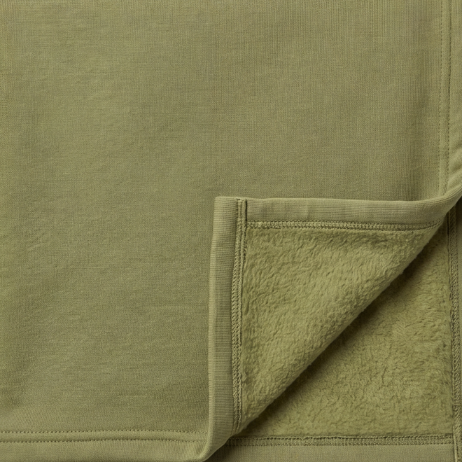 Olive Green 100% cotton fleece hoodie fabric swatch