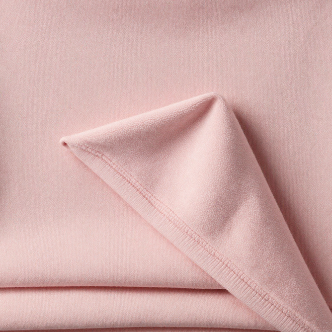 Light Pink 100% cotton fleece hoodie fabric swatch