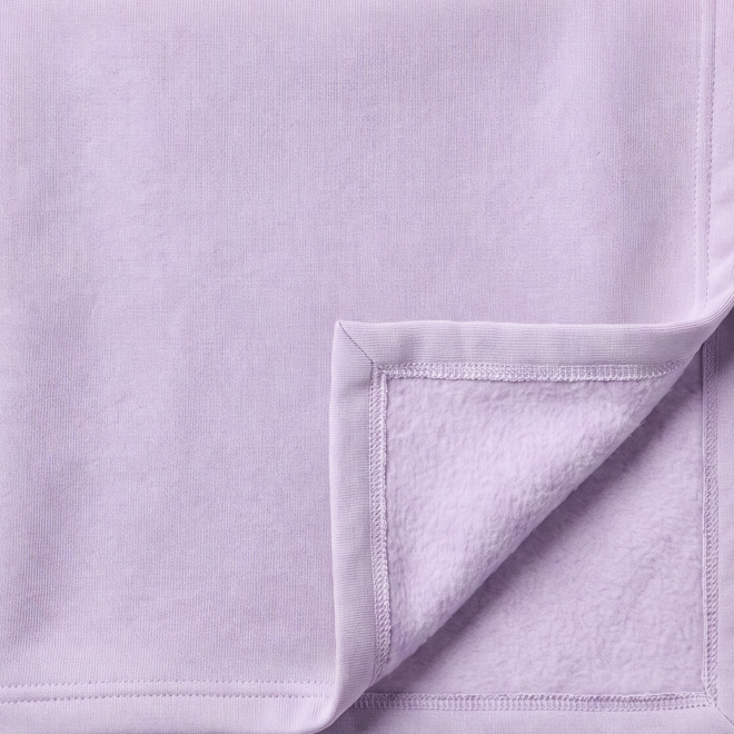 Lilac 100% cotton fleece hoodie fabric swatch