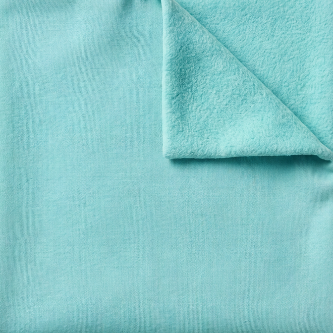 Mint 100% cotton fleece hoodie fabric swatch