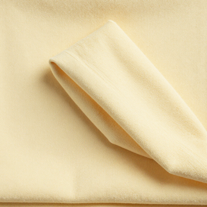 Pale Banana 100% cotton fleece hoodie fabric swatch