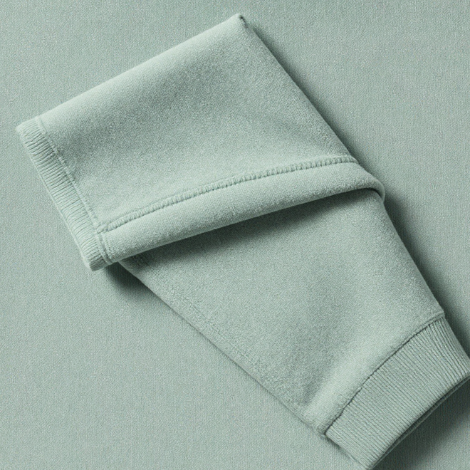 Pastel Green 100% cotton fleece hoodie fabric swatch
