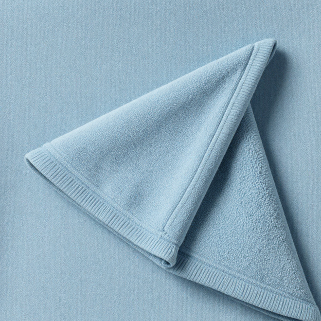 Placid Blue 100% cotton fleece hoodie fabric swatch