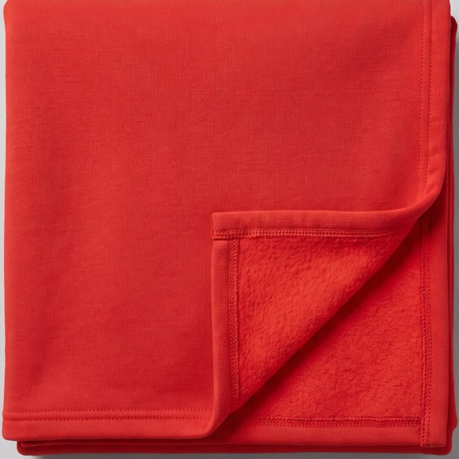Red 100% cotton fleece hoodie fabric swatch