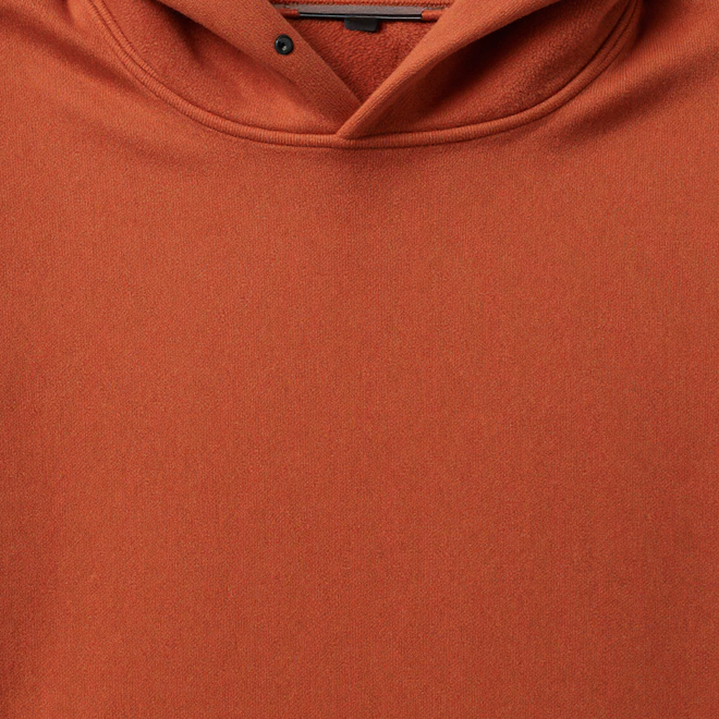 Rust Orange 100% cotton fleece hoodie fabric swatch