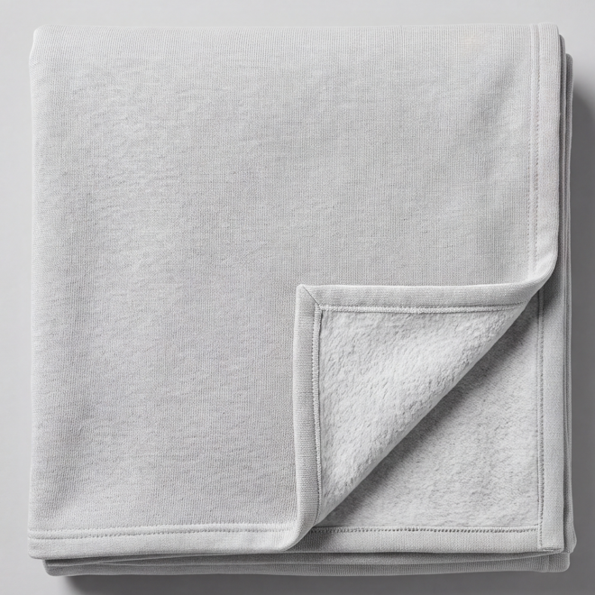 Silver Grey 100% cotton fleece hoodie fabric swatch