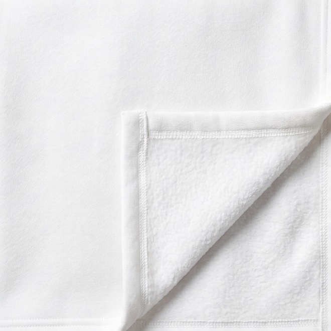 White 100% cotton fleece hoodie fabric swatch