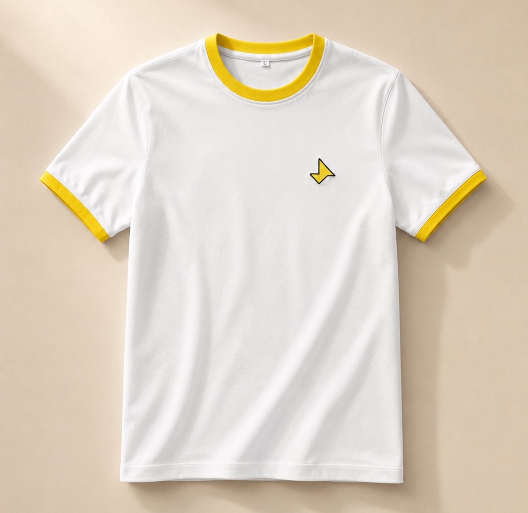 Custom ringer tee with embroidered patch